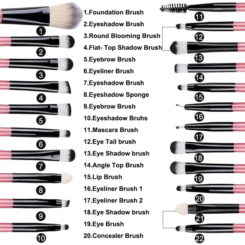 Ensemble 20 Pinceaux de Maquillage Synthétiques