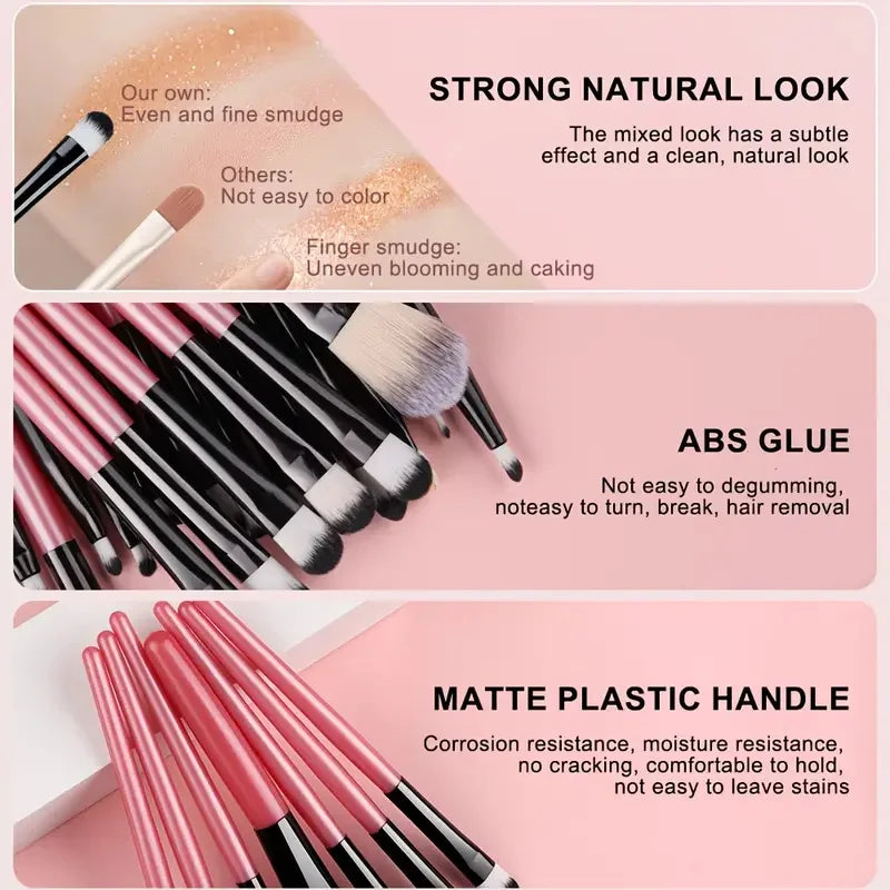 Ensemble 20 Pinceaux de Maquillage Synthétiques
